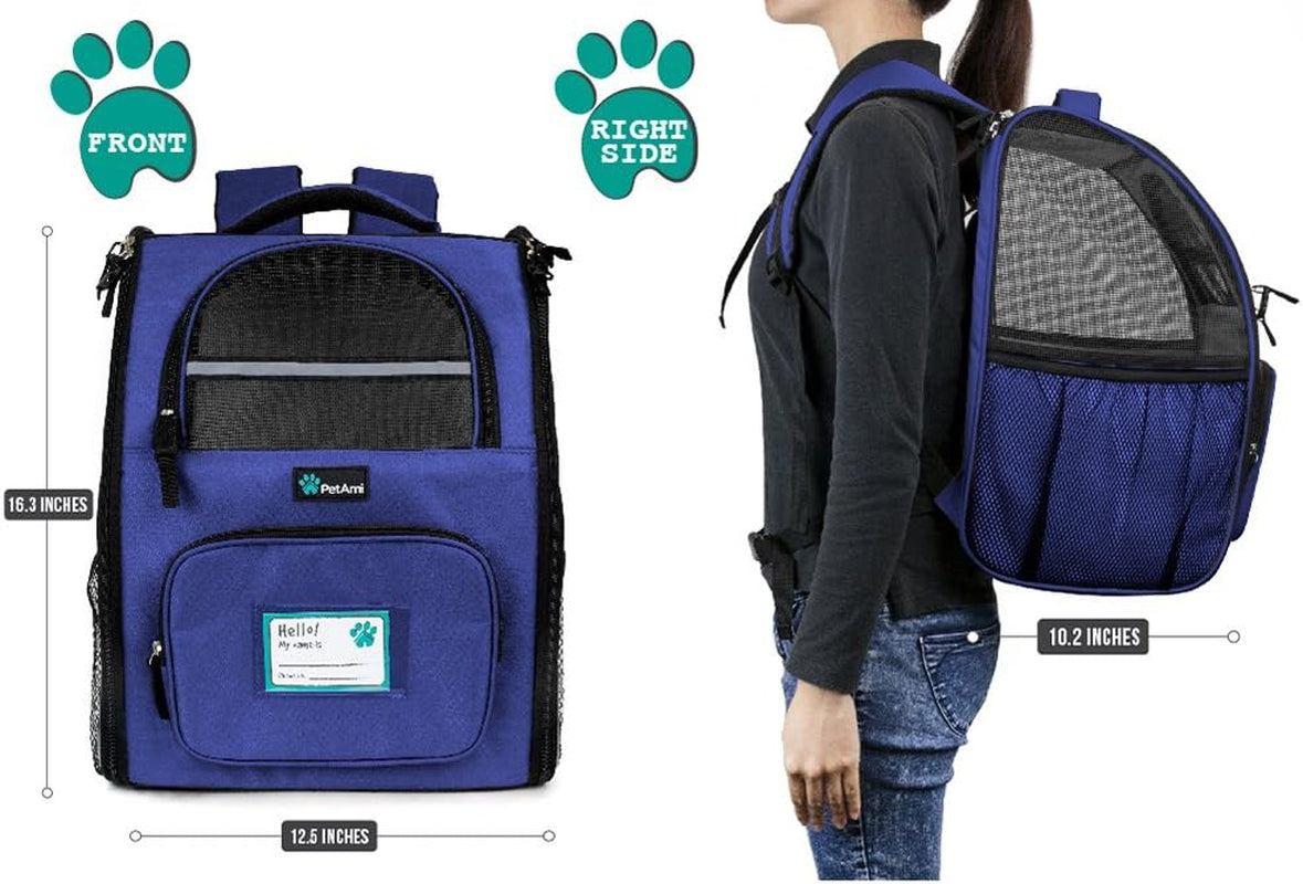 Dog Backpack Carrier for Small Large Cat, Pet, Puppy, Ventilated Pet Hiking Backpack Travel Bag, Airline Approved Cat Backpack Carrier, Camping Biking Dog Bag up to 18Lbs Pet, Royal Blue