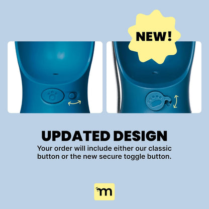 Dog Water Bottle Dispenser - 12 Oz Blue - Leak-Proof Lock & One-Hand Operation - Dog Water Bowl Dispenser - Pet Travel Bottle with Built-In Bowl