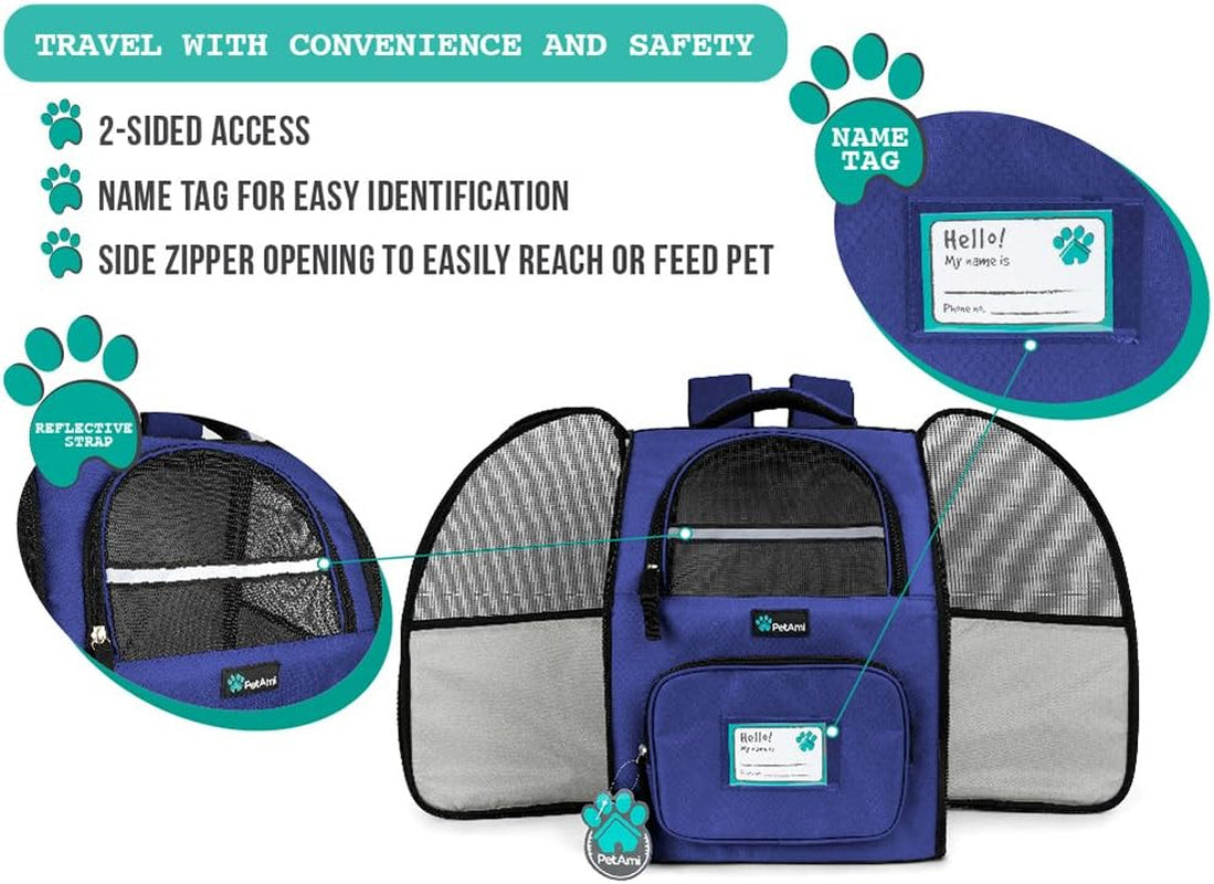 Dog Backpack Carrier for Small Large Cat, Pet, Puppy, Ventilated Pet Hiking Backpack Travel Bag, Airline Approved Cat Backpack Carrier, Camping Biking Dog Bag up to 18Lbs Pet, Royal Blue