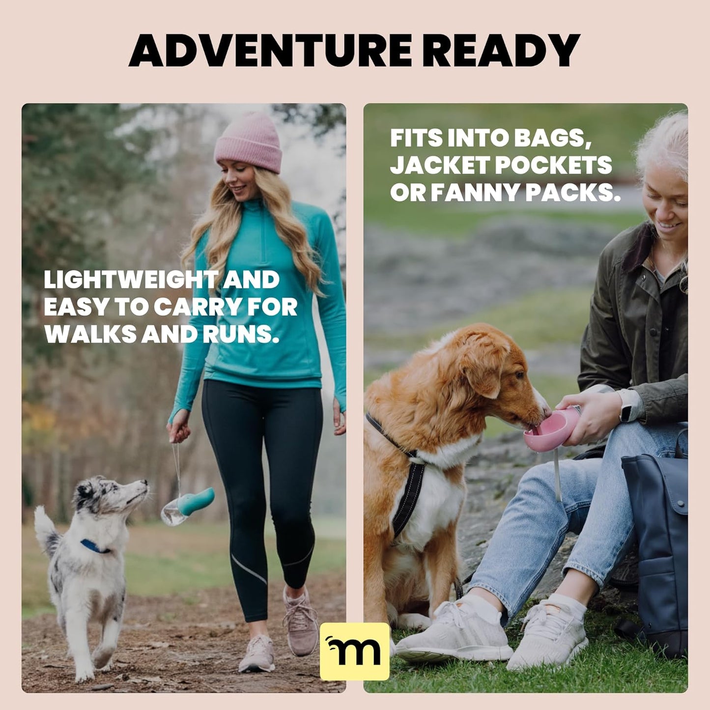 Dog Water Bottle Dispenser - 12 Oz Blue - Leak-Proof Lock & One-Hand Operation - Dog Water Bowl Dispenser - Pet Travel Bottle with Built-In Bowl