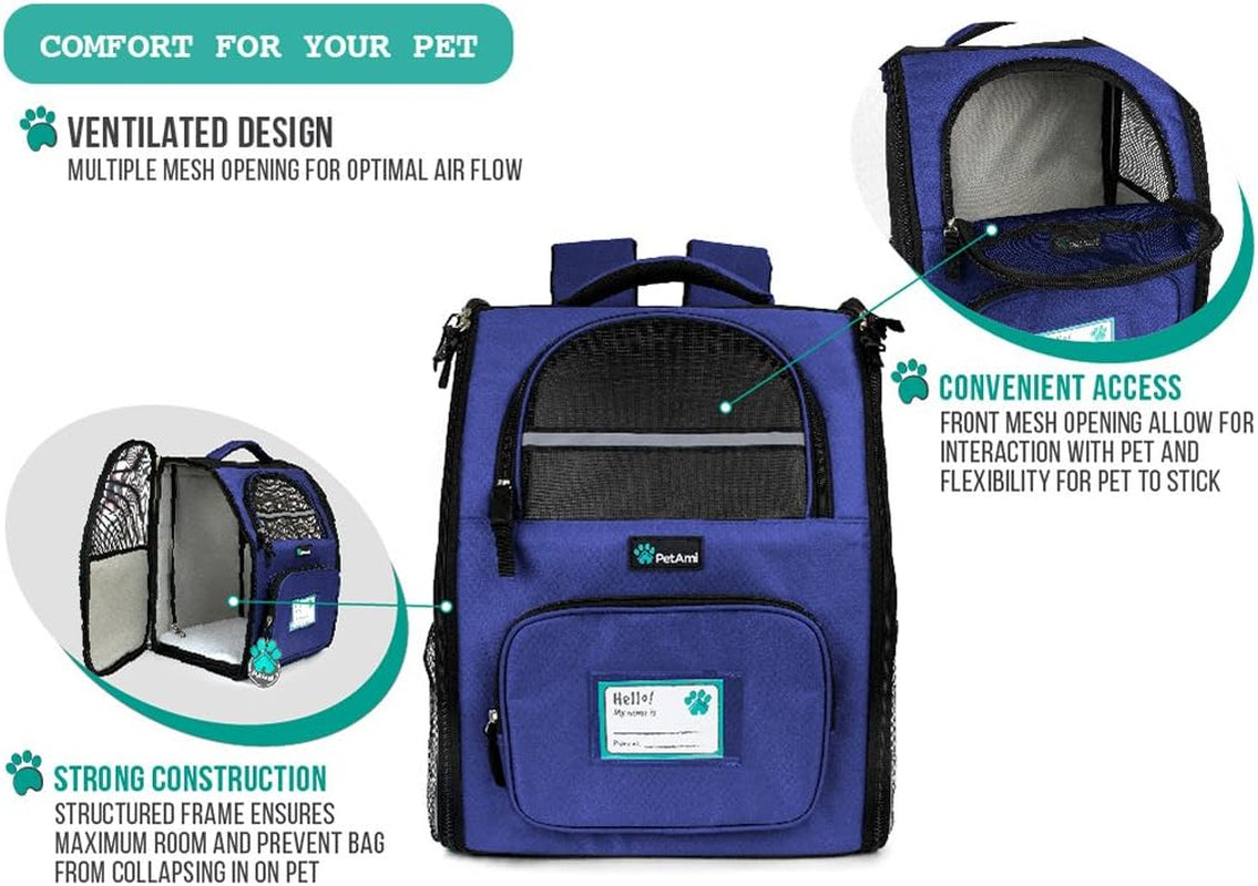 Dog Backpack Carrier for Small Large Cat, Pet, Puppy, Ventilated Pet Hiking Backpack Travel Bag, Airline Approved Cat Backpack Carrier, Camping Biking Dog Bag up to 18Lbs Pet, Royal Blue